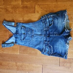 Denim Overalls Shorts Junior Size Large